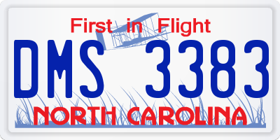 NC license plate DMS3383