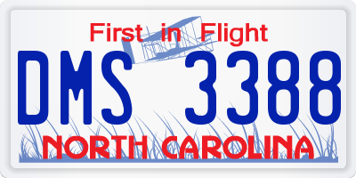 NC license plate DMS3388