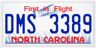 NC license plate DMS3389