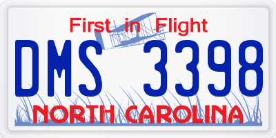 NC license plate DMS3398