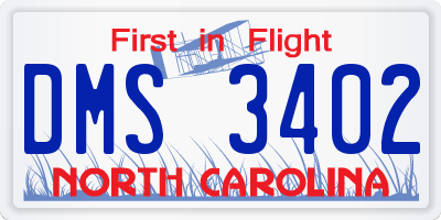 NC license plate DMS3402