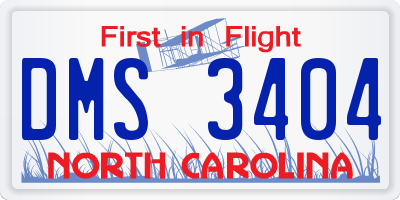 NC license plate DMS3404