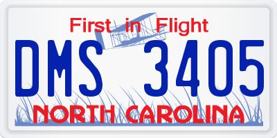 NC license plate DMS3405