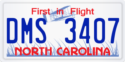 NC license plate DMS3407