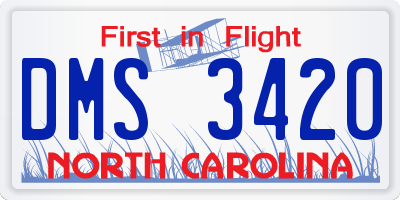 NC license plate DMS3420
