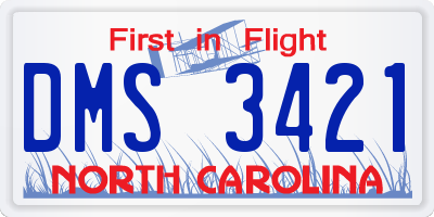 NC license plate DMS3421