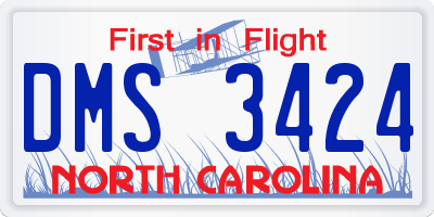 NC license plate DMS3424