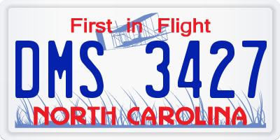 NC license plate DMS3427
