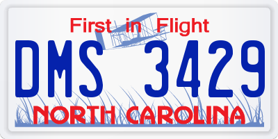 NC license plate DMS3429