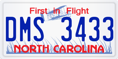 NC license plate DMS3433