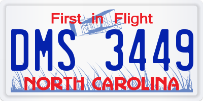 NC license plate DMS3449