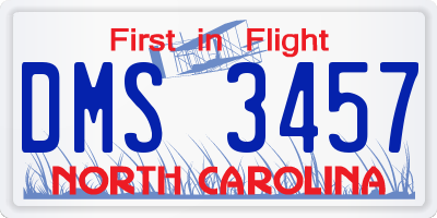NC license plate DMS3457