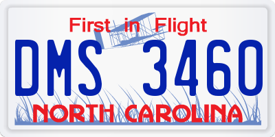 NC license plate DMS3460