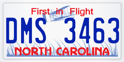 NC license plate DMS3463