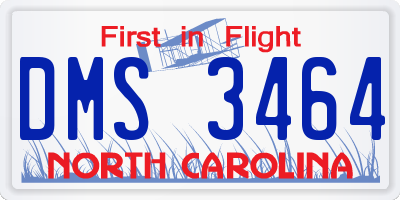 NC license plate DMS3464