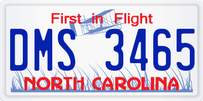 NC license plate DMS3465