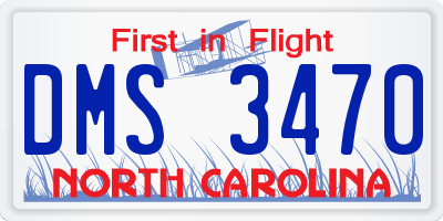 NC license plate DMS3470