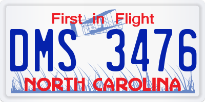 NC license plate DMS3476
