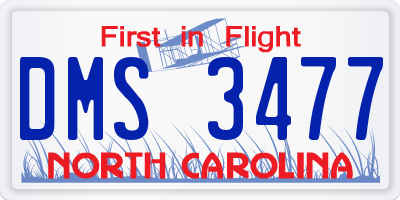 NC license plate DMS3477