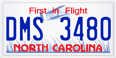 NC license plate DMS3480