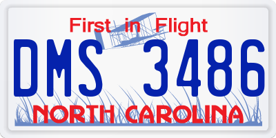 NC license plate DMS3486
