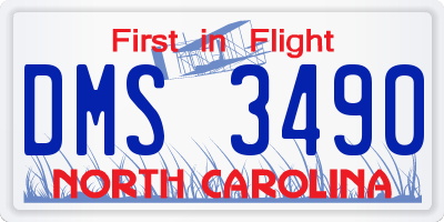 NC license plate DMS3490