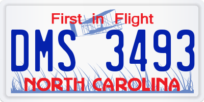 NC license plate DMS3493
