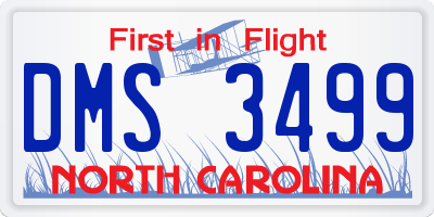 NC license plate DMS3499