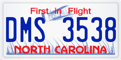 NC license plate DMS3538