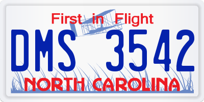 NC license plate DMS3542