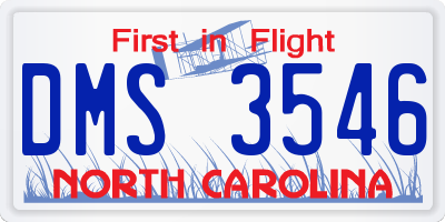 NC license plate DMS3546