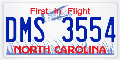 NC license plate DMS3554