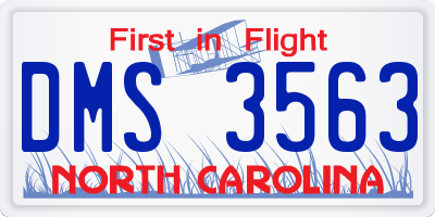 NC license plate DMS3563
