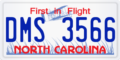 NC license plate DMS3566
