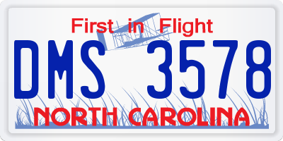 NC license plate DMS3578