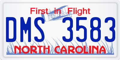 NC license plate DMS3583
