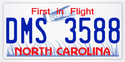 NC license plate DMS3588