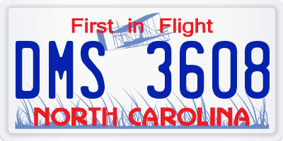 NC license plate DMS3608