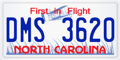 NC license plate DMS3620
