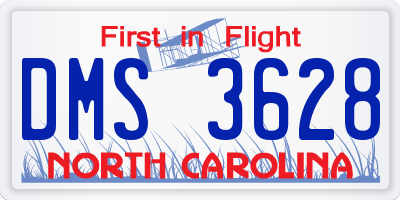 NC license plate DMS3628