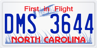NC license plate DMS3644