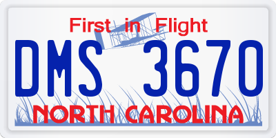 NC license plate DMS3670