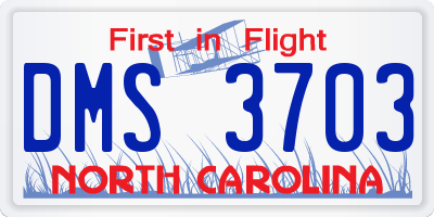 NC license plate DMS3703