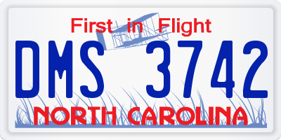 NC license plate DMS3742