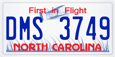 NC license plate DMS3749