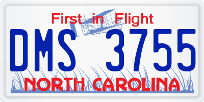 NC license plate DMS3755