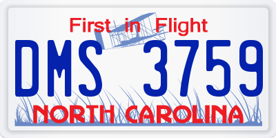 NC license plate DMS3759
