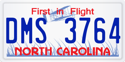 NC license plate DMS3764