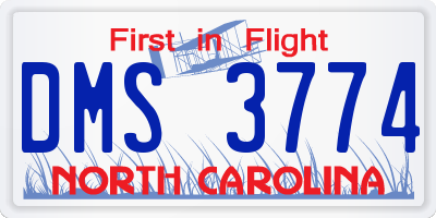 NC license plate DMS3774