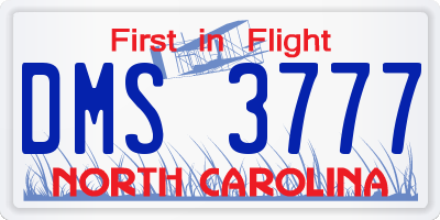 NC license plate DMS3777
